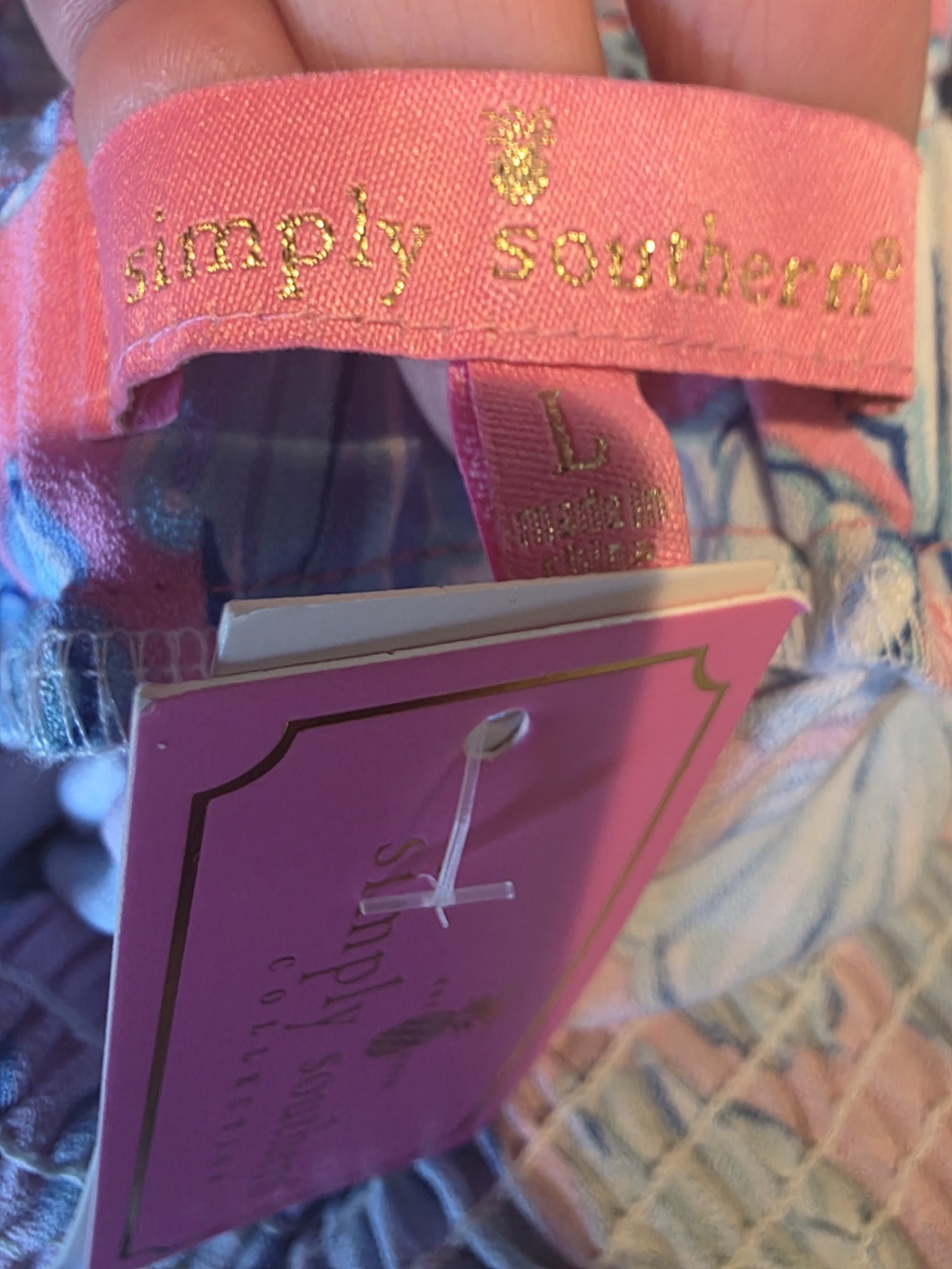 Simply Southern Pink and Blue Shell-Print Sundress - Picture 4 of 4